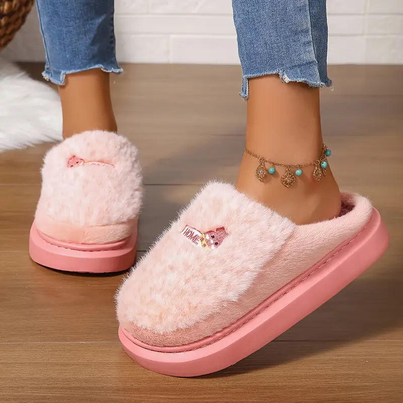 Chaussons Peluche Roses Douillets™ — Chaussons Sandalo, vue 1