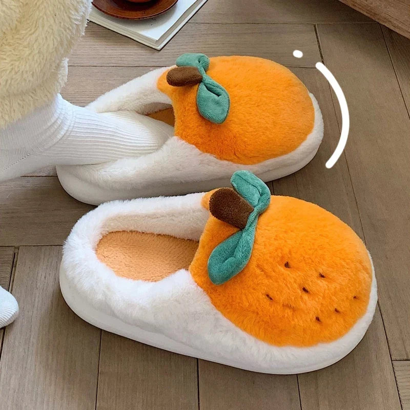 Chaussons en Fourrure Duveteux Orange — Chaussons Sandalo, vue 2