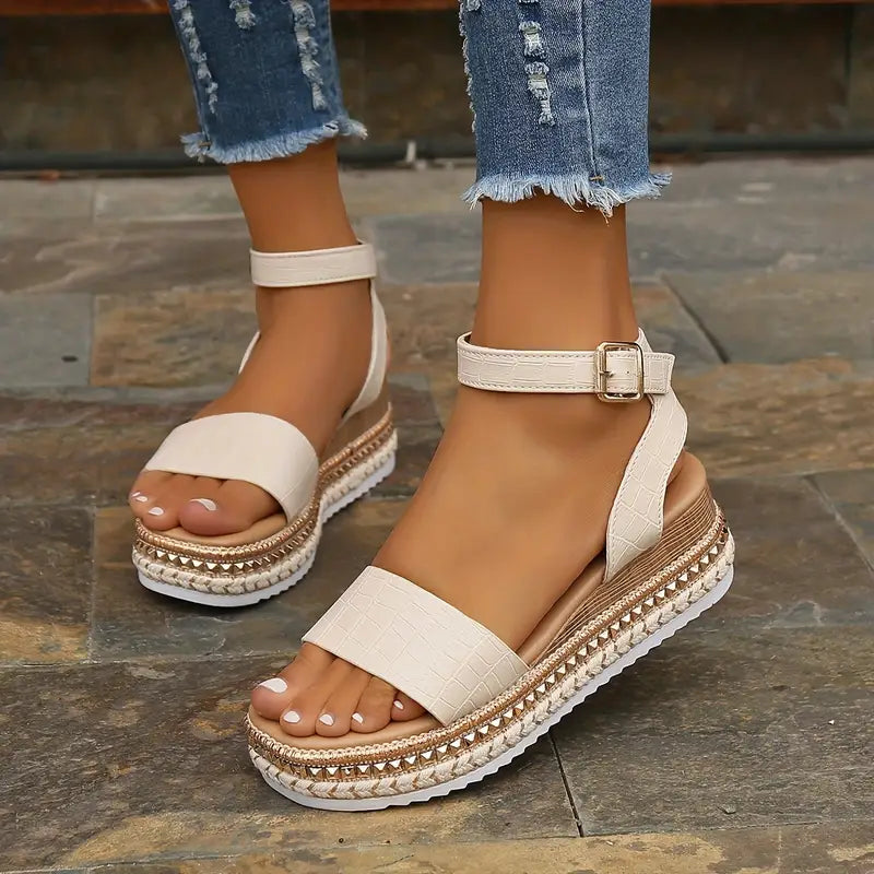 Sandales Compensées à Brides et Boucle — Sandales Sandalo, vue 1